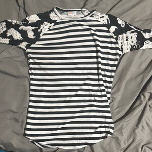LuLaRoe Kids Black and White Striped Long Sleeve Tee